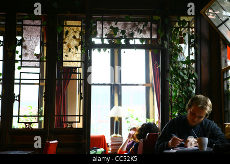 Sablier Bar à café, Nanluoguxiang, Beijing, Chine Banque D'Images