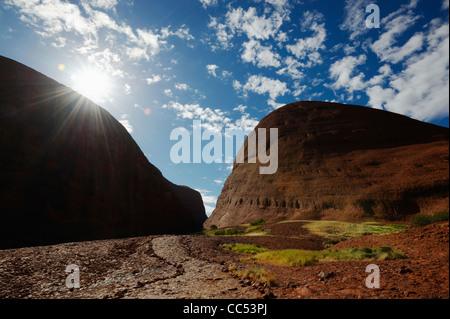 Kata Tjuta Vallée des vents, les Olgas trail, le Parc National d'Uluru-Kata Tjuta, Territoire du Nord, Australie Banque D'Images