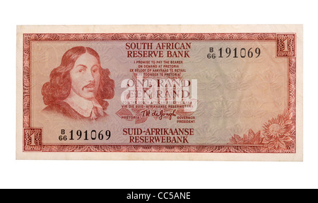 Rand sud-africain, un Rand note sur un "Fond blanc" Banque D'Images