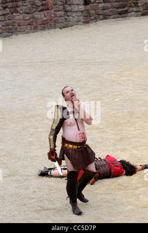 Dans l'amphithéâtre de gladiateur romain à Chester Banque D'Images