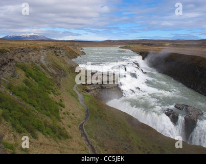 Cascade de Gullfoss (les chutes d'Or''). Sud-ouest de l'Islande. Banque D'Images