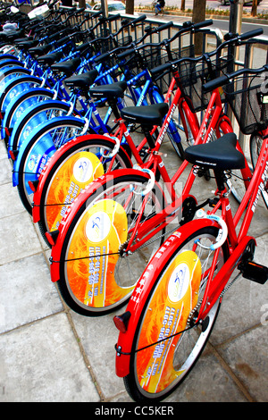 Des Vélos à louer, Beijing, Chine Banque D'Images