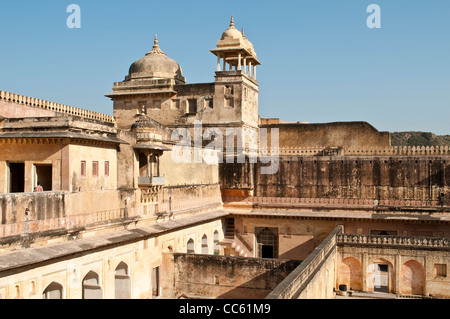 Main quadrangle, Palais de Man Singh I, Fort Amber Palace, Jaipur, Rajasthan, Inde Banque D'Images