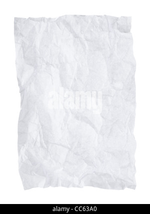 Papier froissé isolé sur fond blanc Banque D'Images