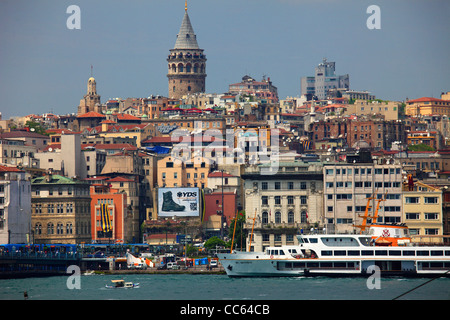 La Turquie, Istanbul, Karaköy, Tour de Galata, corne d'or, Banque D'Images