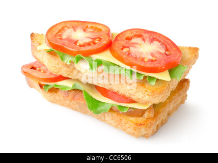 Avec des légumes sandwich isolé sur fond blanc Banque D'Images