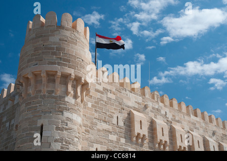 Fort Qait Bey à Alexandrie, censées se tenir sur le site de la grande Pharos ou phare de l'antiquité. Banque D'Images