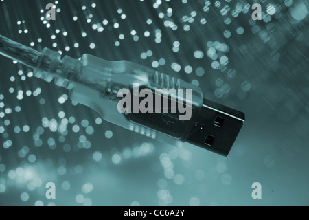 La fibre optique arrière-plan avec beaucoup de taches claires Banque D'Images