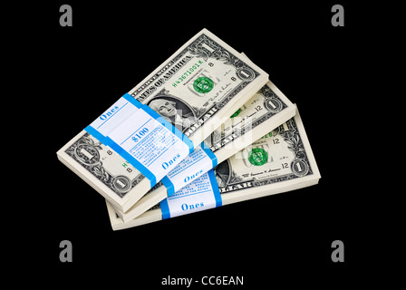 Pile of banded one dollar bills Banque D'Images