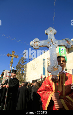 Bethléem, Noël orthodoxe grec d'une cérémonie à la place de la Crèche Banque D'Images