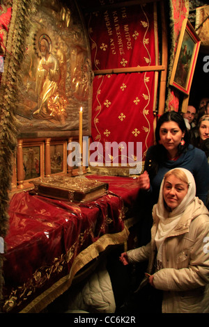 Noël à Bethléem, la grotte de la Nativité à l'église de la Nativité Banque D'Images