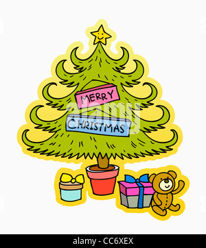 Arbre de Noël avec des cadeaux et Banque D'Images