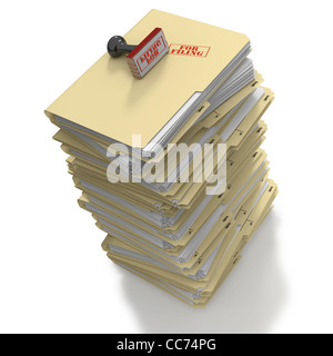 Pile de dossiers ou fichiers du bureau de Manille pour le cachet du dépôt sur fond blanc Banque D'Images