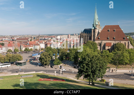 Vue de Petersberg, Erfurt, Thuringe, Allemagne, Europe Banque D'Images