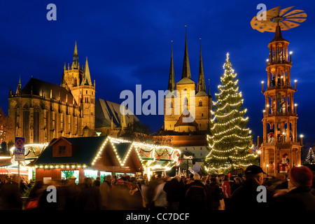Marché de Noël, Erfurt, Thuringe, Allemagne, Europe Banque D'Images