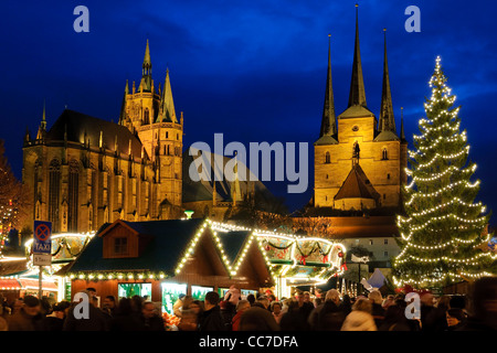 Marché de Noël, Erfurt, Thuringe, Allemagne, Europe Banque D'Images