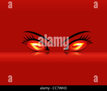 Cartoon yeux mauvais inflammatoire Banque D'Images