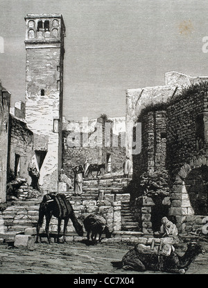 Histoire de la Tunisie. 19e siècle. El Kef. Gravure, 1887. Banque D'Images