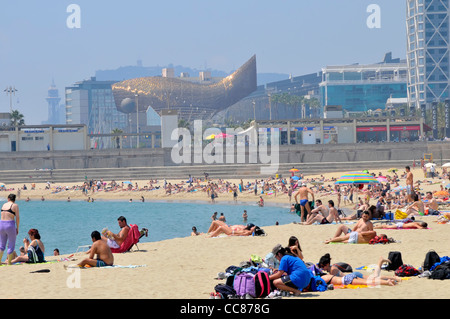 La plage de Barceloneta Barcelone Espagne Europe Catalogne Banque D'Images