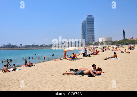 Barceloneta Beach centre-ville de Barcelone Espagne Europe Catalogne Banque D'Images