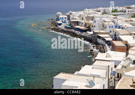 Mandriki sur la ville, l'île de Nisyros, Dodécanèse, Grèce Banque D'Images