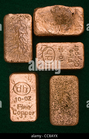 Le cuivre pur Bullion Bars (lingots) Banque D'Images