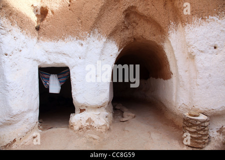Grottes troglodytiques de résidentiel à Matmata, Tunisie, Afrique Banque D'Images