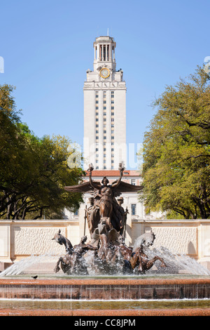 Bâtiment principal, Tour, Littlefield Fontaine, Université du Texas Austin, TX Banque D'Images