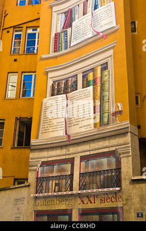 Les murales du quartier, Lyon, France (Site du patrimoine mondial de l'UNESCO) Banque D'Images