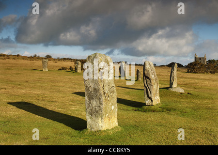 The Hurlers près de Minions sur Bodmin Moor en Cornouailles, Royaume-Uni. Banque D'Images