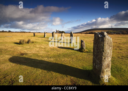 The Hurlers près de Minions sur Bodmin Moor en Cornouailles, Royaume-Uni. Banque D'Images