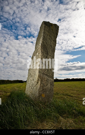 Les Pipers menhirs néolithiques près de St Buryan, Cornwall, UK Banque D'Images