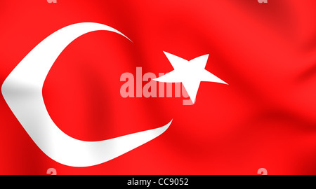 Drapeau de la Turquie. Close up. Vue de face. Banque D'Images