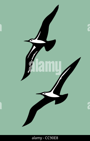 Vector silhouettes des oiseaux de mer Banque D'Images