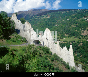 Les Pyramides d'Of Euseigne pyramides de terre hoodoos of Euseigne Banque D'Images