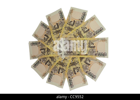 500 projets de loi Philippine peso en disposition circulaire. Banque D'Images