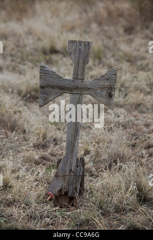 Croix de bois, Rancho de Taos, Taos County, Nouveau Mexique, USA Banque D'Images