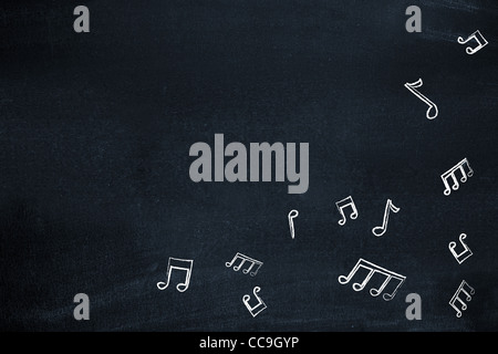 Notes de musique sur tableau noir Banque D'Images