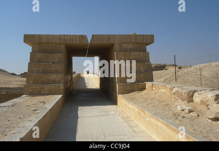 Avenue de l'UNAS. Détail d'un étirement. 5ème dynastie. Vieux Royaume. Liens La pyramide de Unas avec le Temple de la vallée. Saqqara. L'Égypte. Banque D'Images