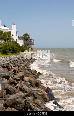 Private waterfront residence le long des côtes de Saint Simons Sound à Saint Simons Island, en Géorgie Banque D'Images