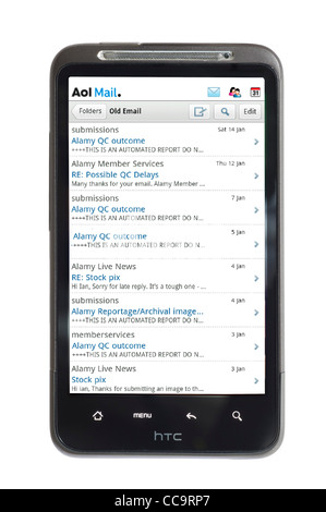 AOL Mail boîte de réception sur un smartphone HTC Banque D'Images