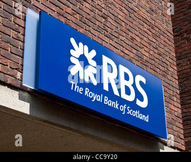 Le RBS Royal Bank of Scotland signe la direction générale Banque D'Images