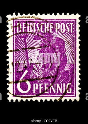 Timbre-poste : Deutsche Post, semoir, 6 pfennig, 1947, estampillé Banque D'Images