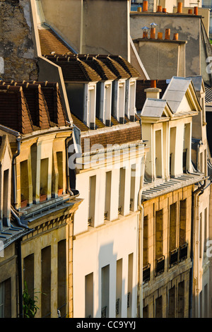 La lumière du matin sur des maisons dans le Quartier Latin, Paris, France Banque D'Images