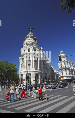 Bâtiment Metropolis, Gran Via, Madrid, Espagne Banque D'Images