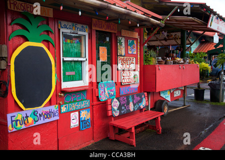 Stand de fruits, Hanalei, Kauai, Hawaii. Banque D'Images