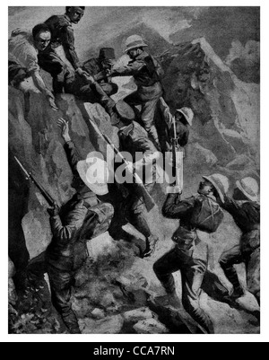 1915 Turcs se rendent et aider la Nouvelle-Zélande brave lutte coup de main tranchée rile force supérieure baïonnette montée d'escalade officer Banque D'Images