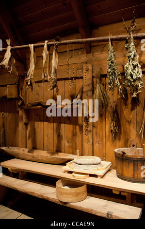 La Norvège, Nordland, archipel des Lofoten, Musée viking lofotr. borgelva. cuisine viking typique. Banque D'Images