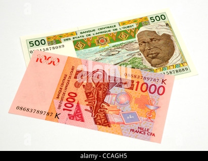 Les billets de banque de l'Afrique de l'Ouest. Banque D'Images