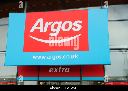 La Boutique Sign Extra Argos, Cambridge, England, UK Banque D'Images